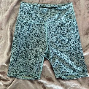 Turquoise and black mini cheetah print biker shorts size medium